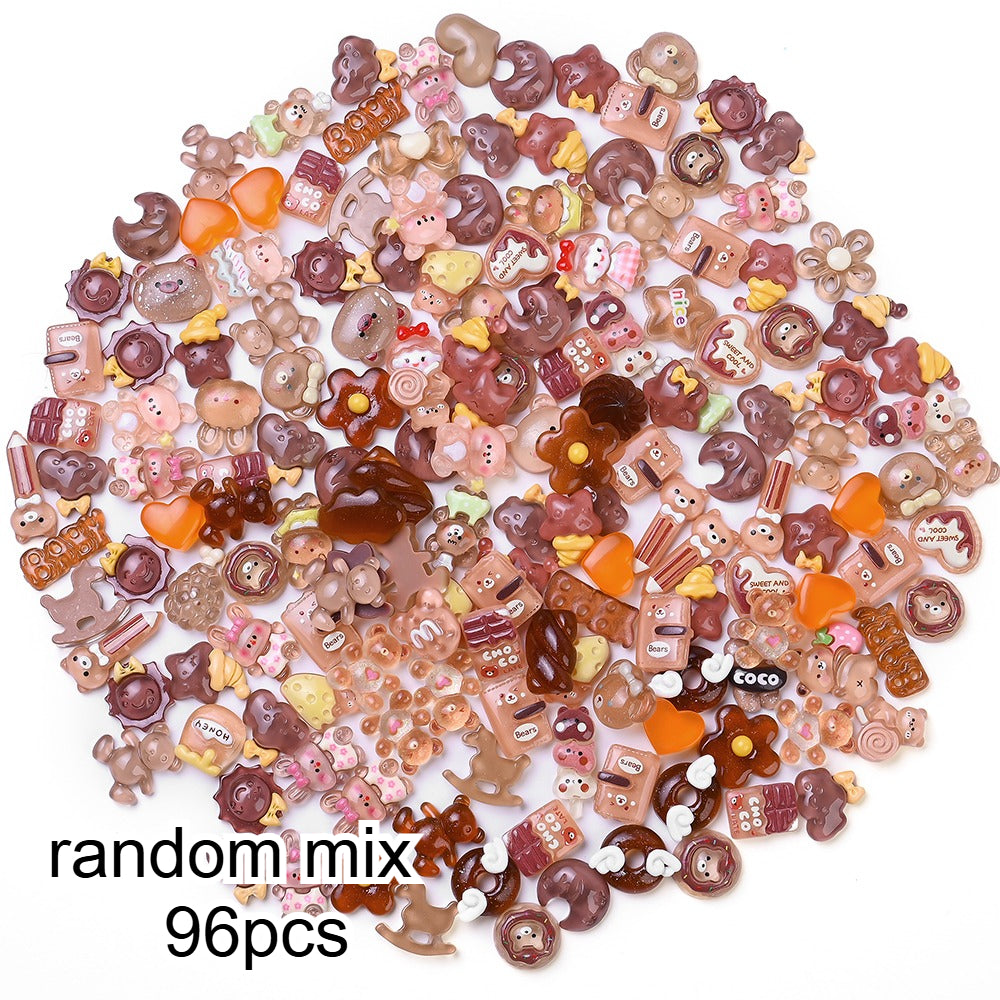 96pcs Rainbow Theme Acrylic Flatback Beads