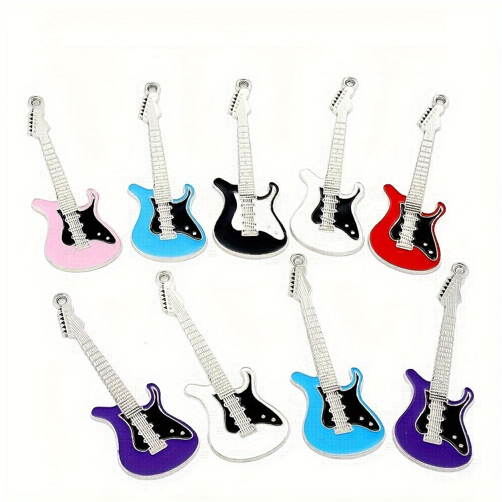 2PCS 7.4×2.6cm Antique Guitar Alloy Pendant Set