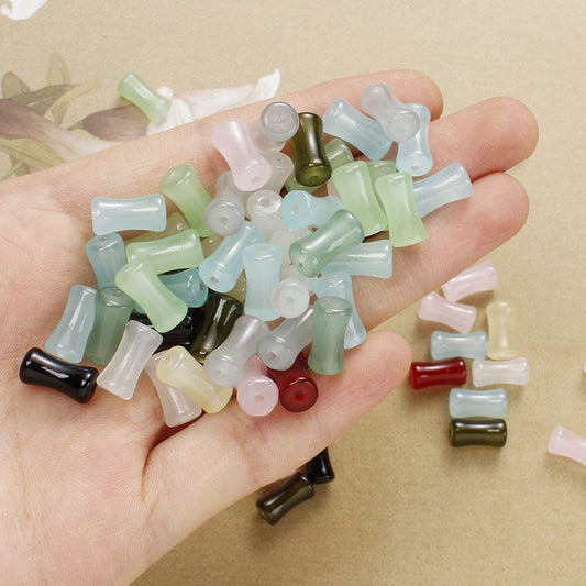 6x12 mm Multicolor Bamboo-Shaped Glass Spacer Beads