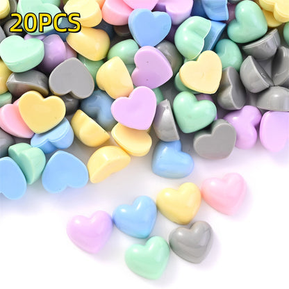 20/40pcs 12x13mm Colorful Heart Adhesive Beads