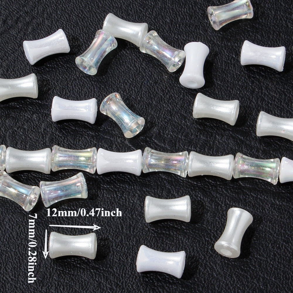 200PCS Mini Bamboo Joint Acrylic Imitation Pearl Spacer Beads