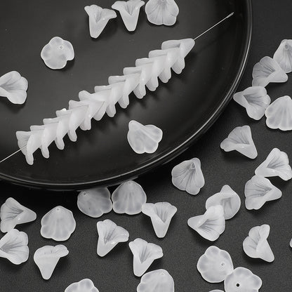 50pcs/set White Frosted Acrylic Flower Beads
