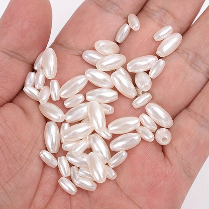 Beige Oval Acrylic Rice Beads