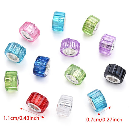 30-Piece 7x11 mm Tire-Shaped Large-Hole Acrylic Beads
