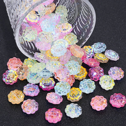 20PCS 15mm Transparent AB Sunflower Glass Jelly Spacer Beads