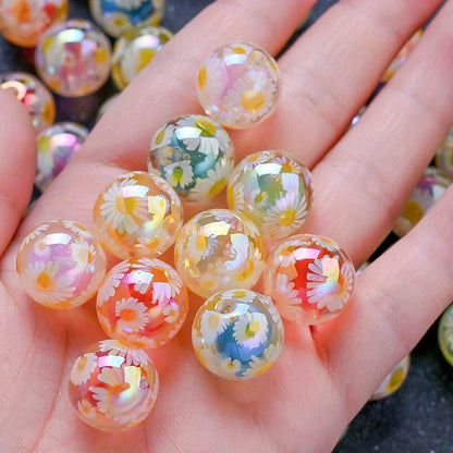 10pcs 16mm Hand-Painted Daisy Acrylic Beads