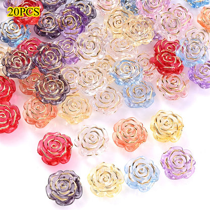 Transparent Camellia Flower Acrylic Beads
