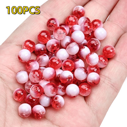 100pcs 8mm Translucent Crackle Glass Beads