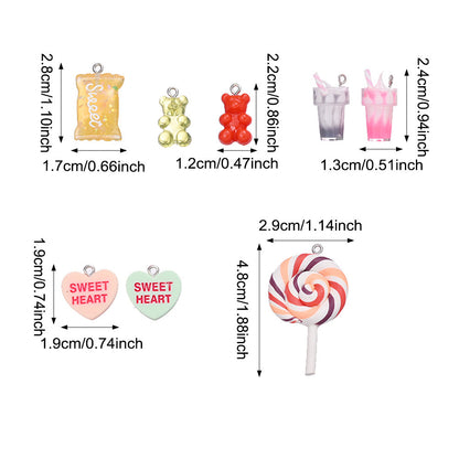 Resin Candy Pendant Charms Set