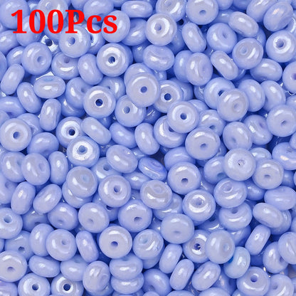 Macaron Flat Round Glass Spacer Beads