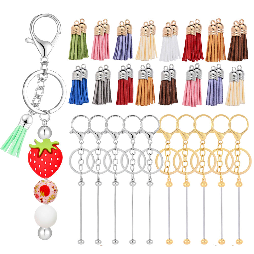 Beadable Keychain Set with Tassel Charms