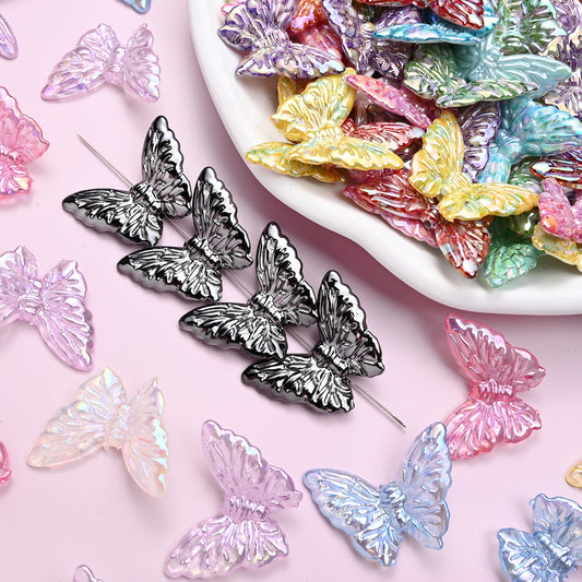 10pcs Gradient Crack Butterfly Acrylic Beads