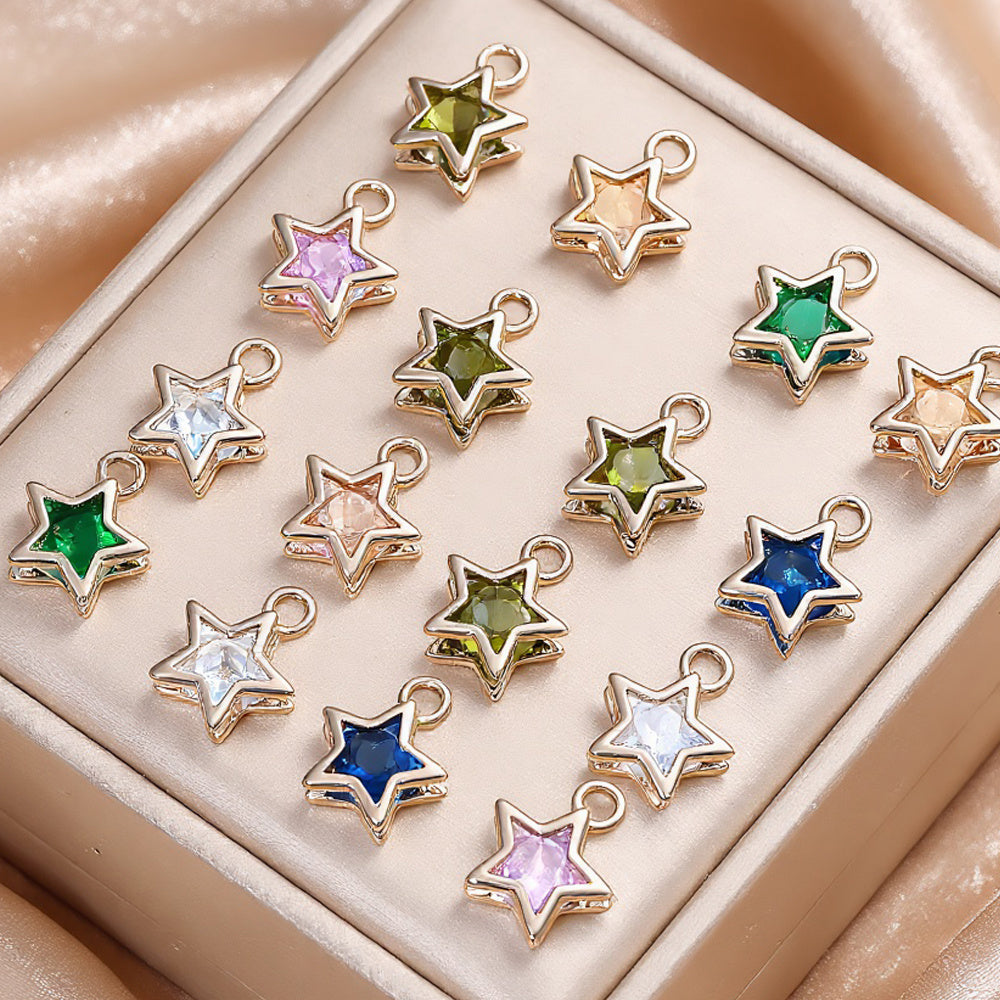 Rhinestone Star Copper Charms