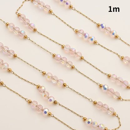 1m Colorful Shiny Pink Glass Bead Chain
