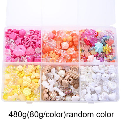480g Random Color Acrylic Spacer Beads Set