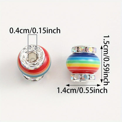 10pcs 14x15mm Rainbow Rhinestone Resin Wheel Beads
