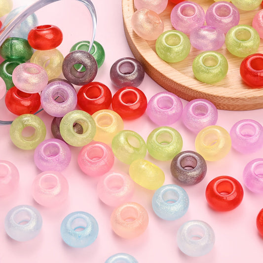 Fine Glitter Large Hole Acrylic Beads