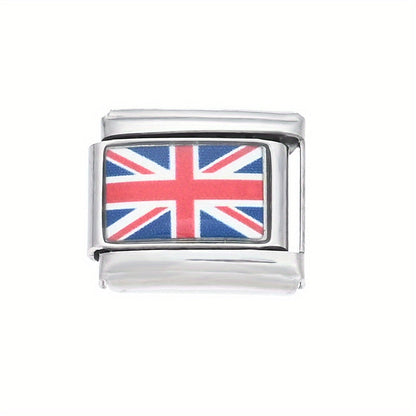 World Flag Alloy Bracelet Module