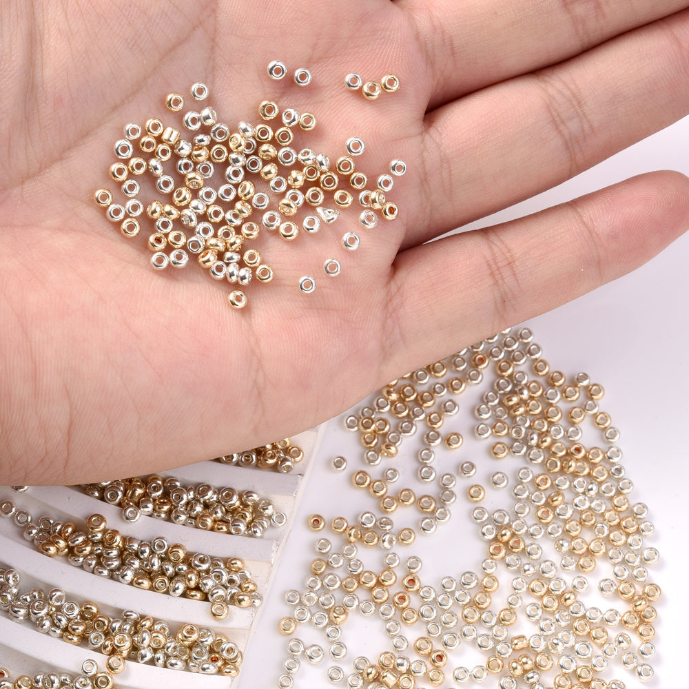 Gold and Silver 2/3/4 mm Glass Seed Beads
