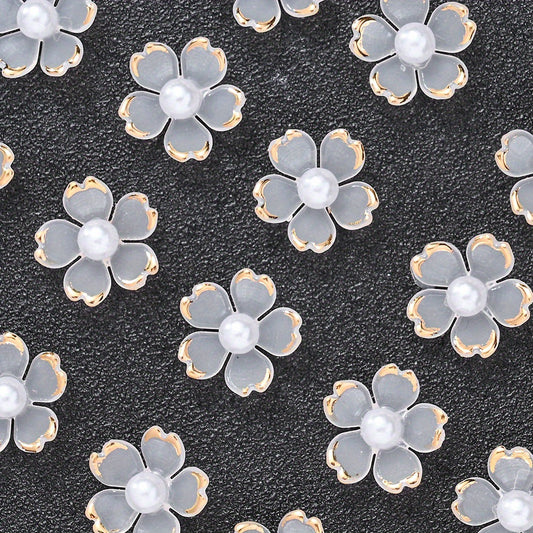 30pcs/set Transparent White Acrylic Cherry Blossom Flower Beads