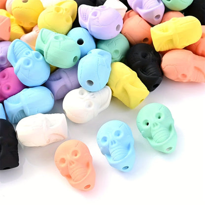 10PCS 14×20mm Solid Color Acrylic Skull Bead Set