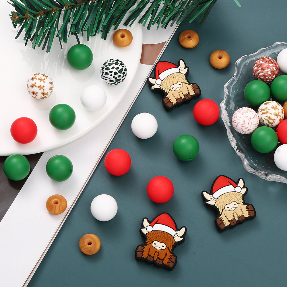 54pcs Christmas Silicone Highland Cow Bead Set