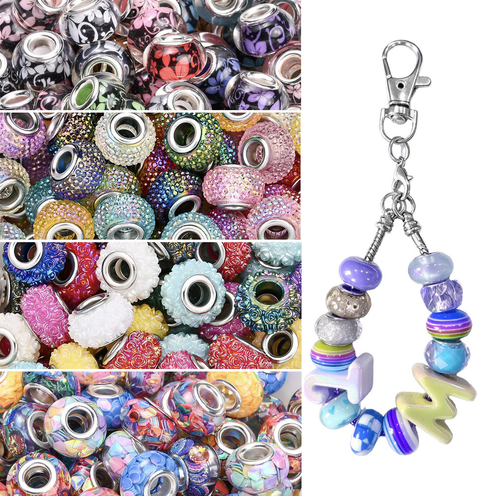 188pcs Sparkling Acrylic Large Hole Spacer Beads