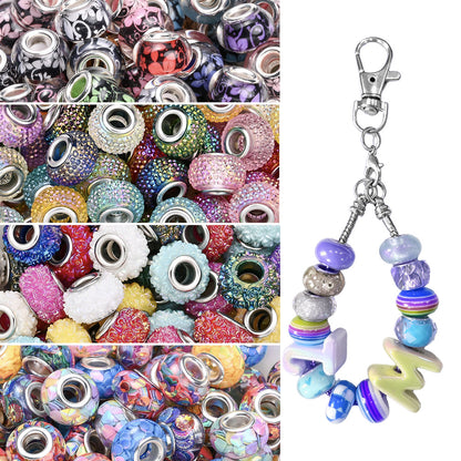 188pcs Sparkling Acrylic Large Hole Spacer Beads