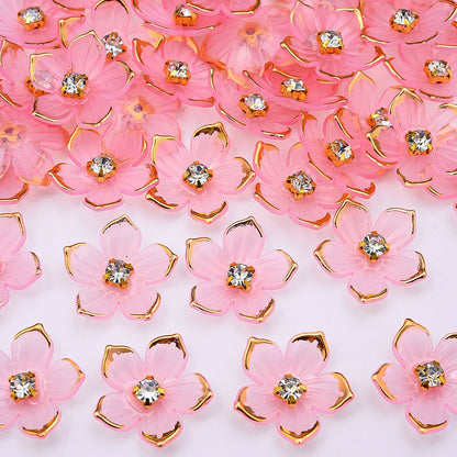 Gradient Five-Petal Flower Acrylic Beads