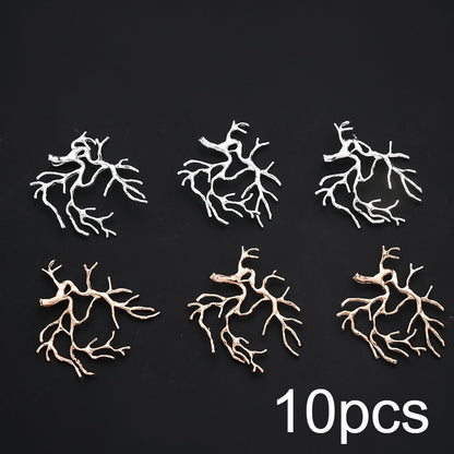 10PCS Gold & Silver Tree Branch Bead Cap Pendant Set