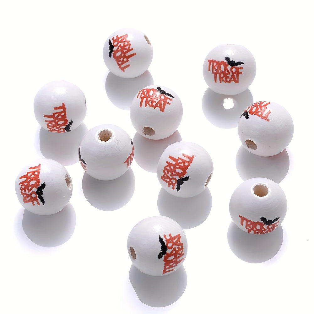 Halloween Bat Pumpkin Witch Hat Wooden Spacer Beads