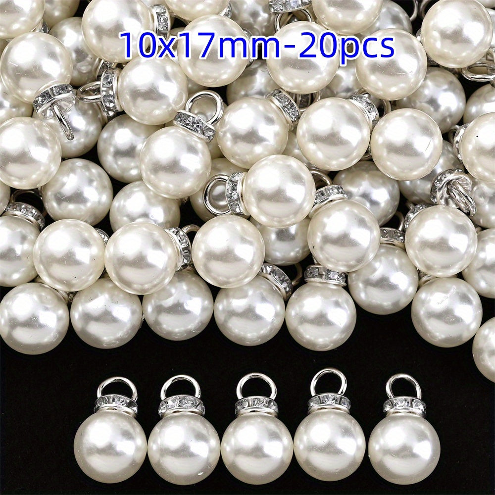 Acrylic Imitation Pearl Pendant Beads with Rhinestone Rondelle