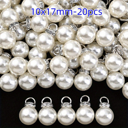 Acrylic Imitation Pearl Pendant Beads with Rhinestone Rondelle