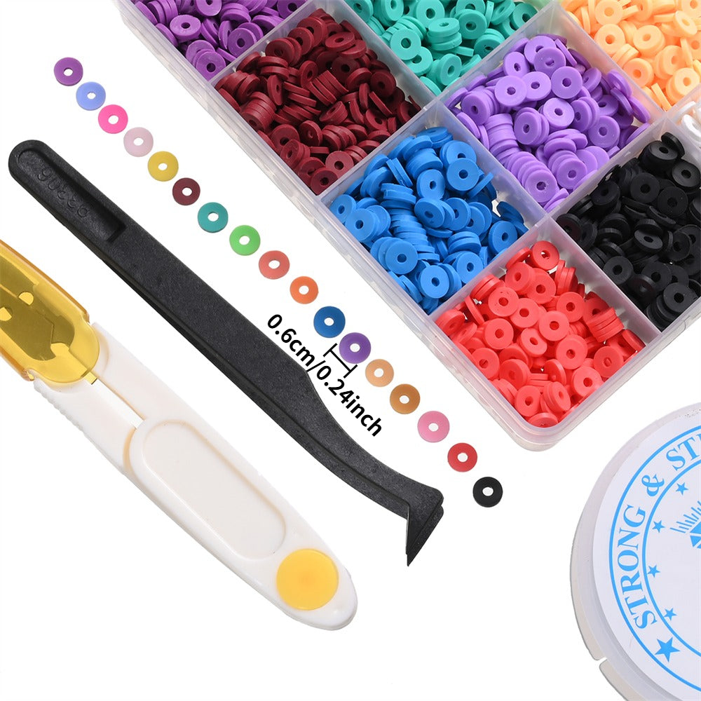 28-Color Flat Round Polymer Clay Bead Set