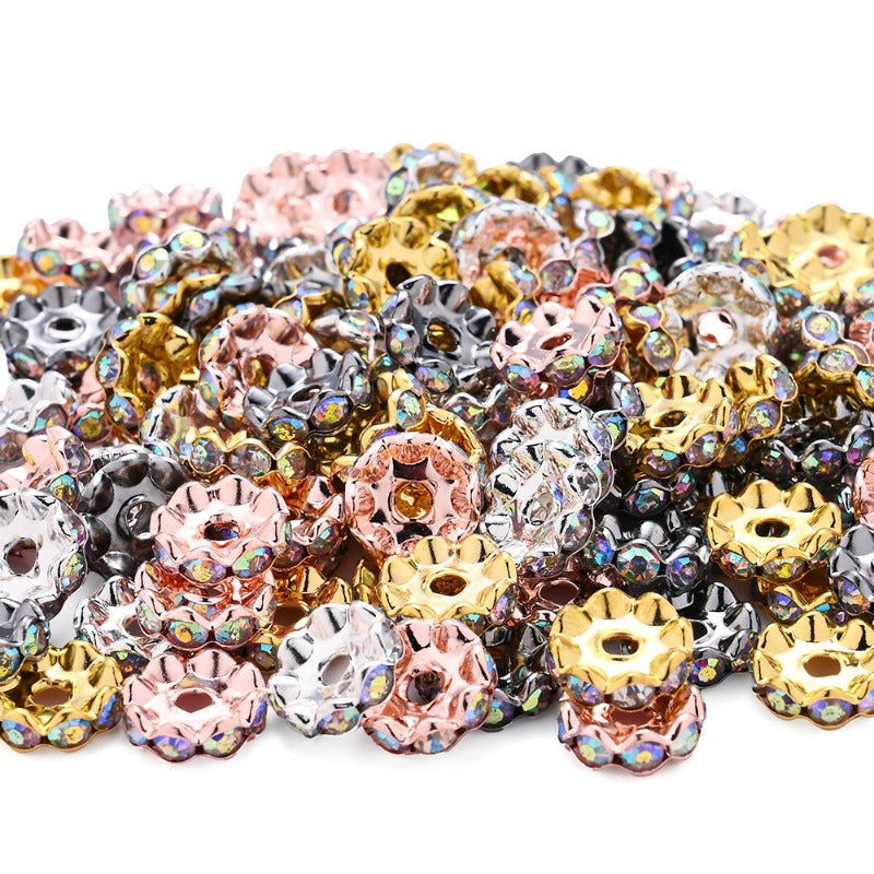 30/50pcs 12mm Wave Rhinestone Alloy Spacer Beads