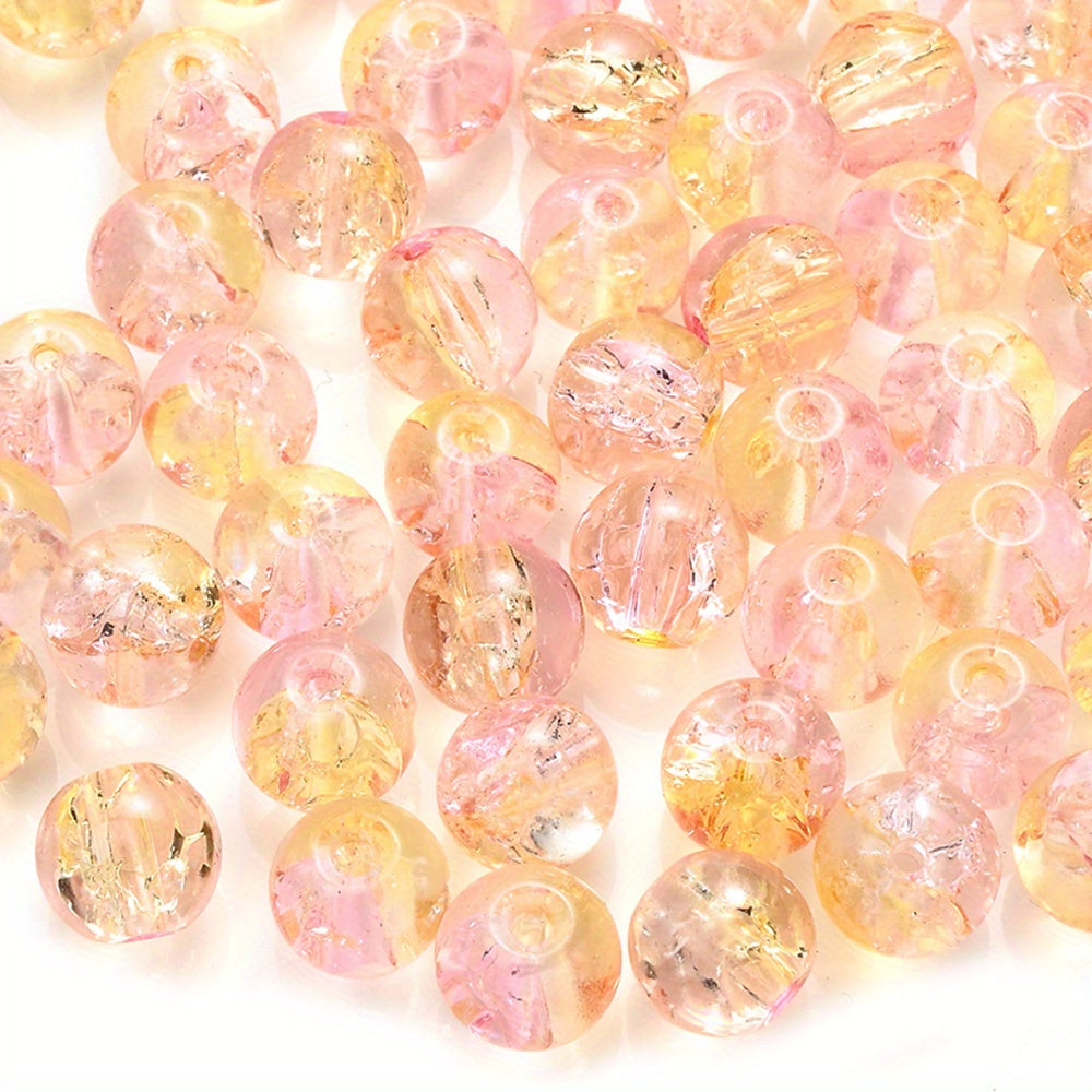 100PCS 8mm Gradient Glazed Flower Bead Set