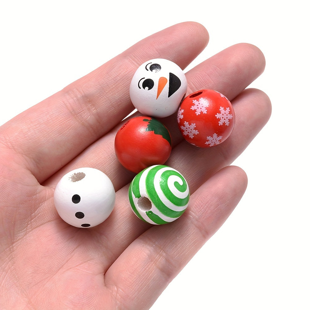 Christmas Wooden Santa & Tree Beads