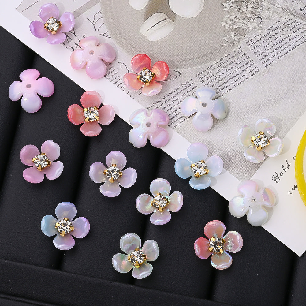 30pcs/set Four Petal Flower Acrylic Cabochon Beads