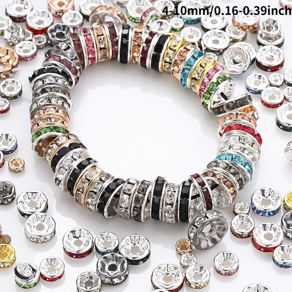 Mixed Color Rhinestone Alloy Spacer Beads
