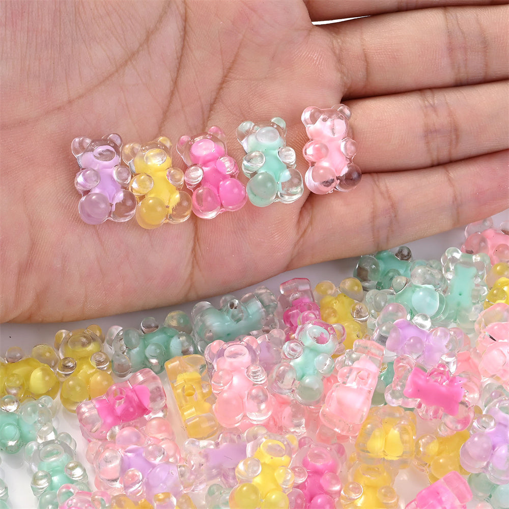 12x18 mm Mixed Color Acrylic Bear Beads