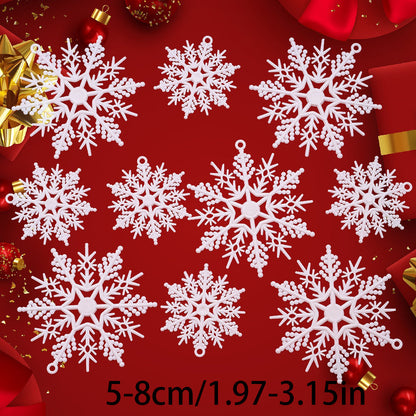 White Glitter Snowflake Hanging Ornaments