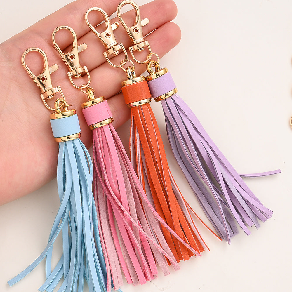 PU Leather Tassel Lobster Clasp Charms