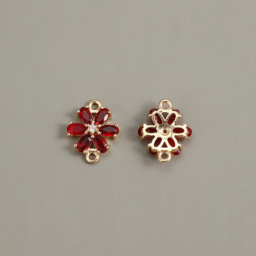 Glass Flower Rhinestone Connectors