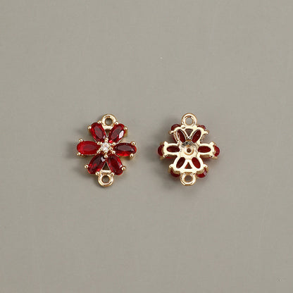 Glass Flower Rhinestone Connectors