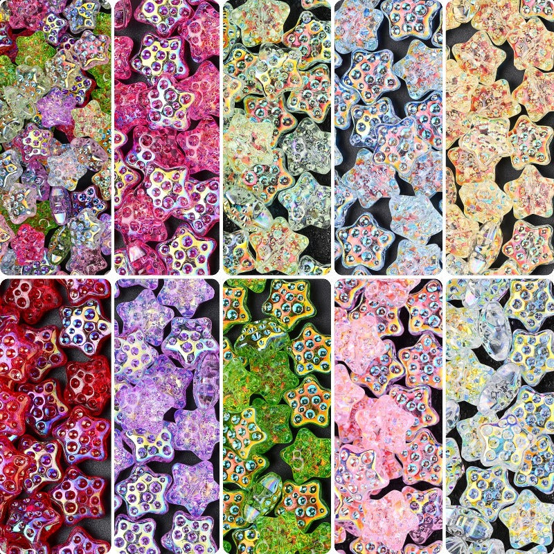 10pcs 18mm Vibrant Star Glass Beads