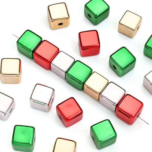 Mixed Color Cube Acrylic Beads