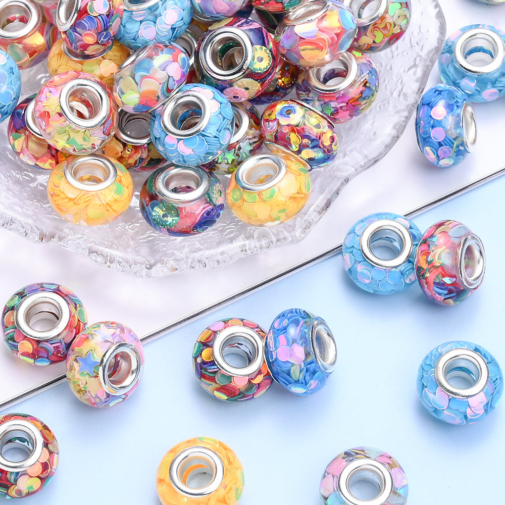 20PCS 9×14mm AB Mixed-Color Large-Hole Acrylic Beads