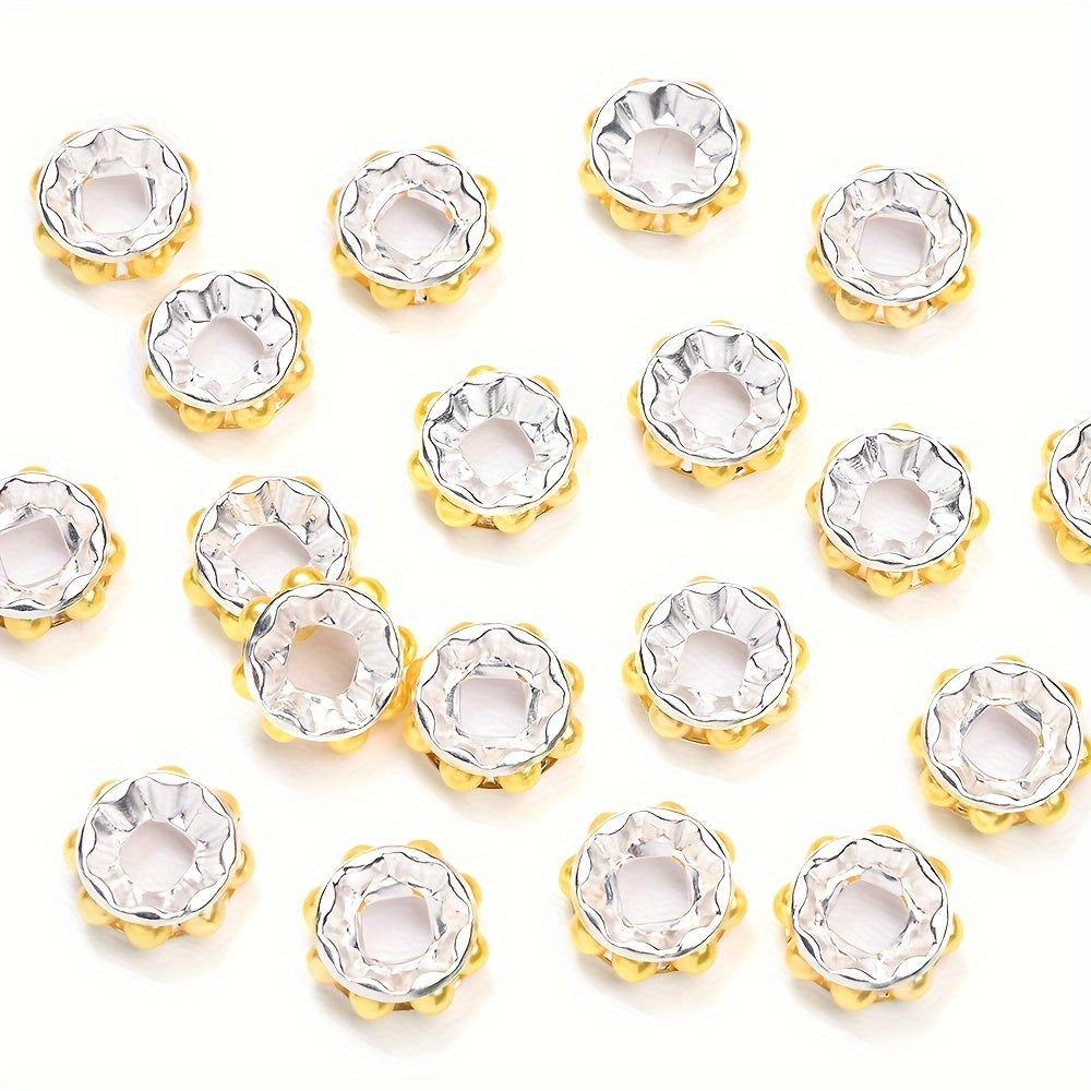 20PCS 12mm Round Acrylic & Rhinestone Spacer Bead Set