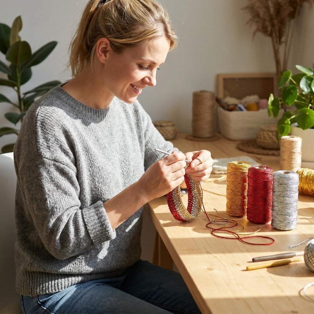 Red Gold Silver Polyester Cord Set