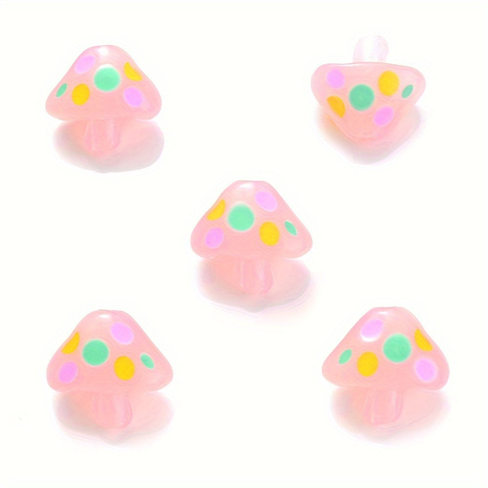 5PCS 17×19mm Luminous Mushroom Acrylic Bead Set